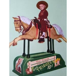 Roy Rogers Trigger Kiddie Ride Flyer Original Art Print Horse Western Cowboy '54